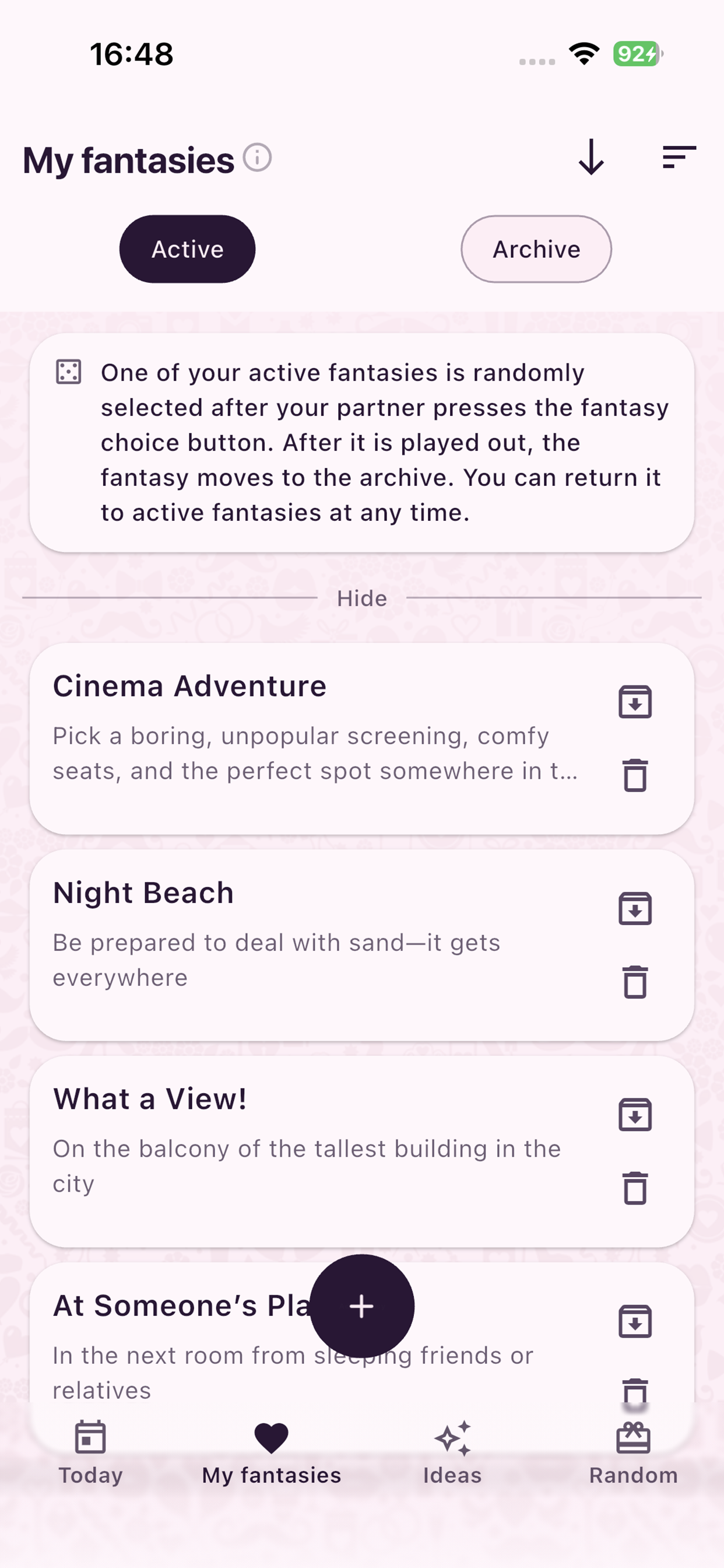 Personal wishes screen preview