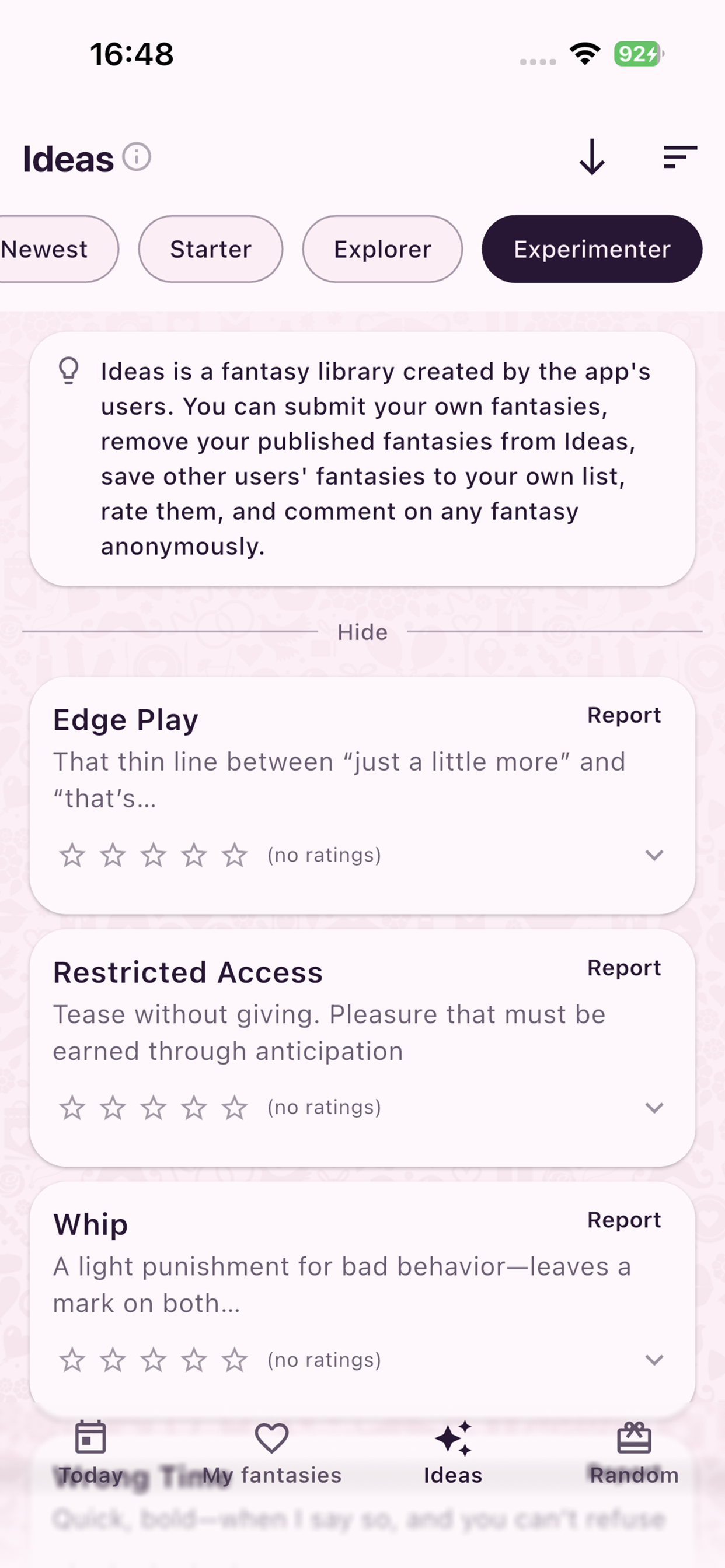 Ideas library screen preview