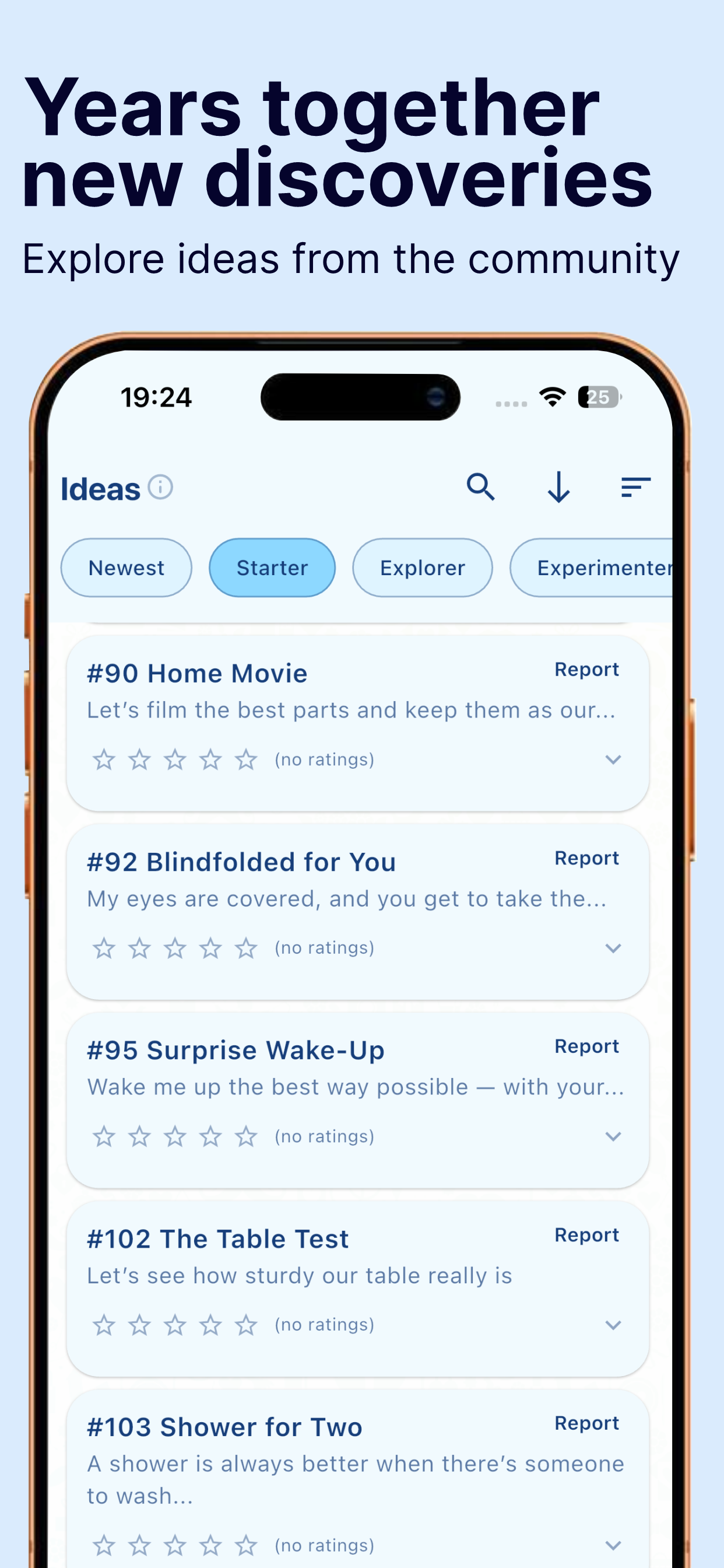 MyFuntasy community ideas library on iPhone