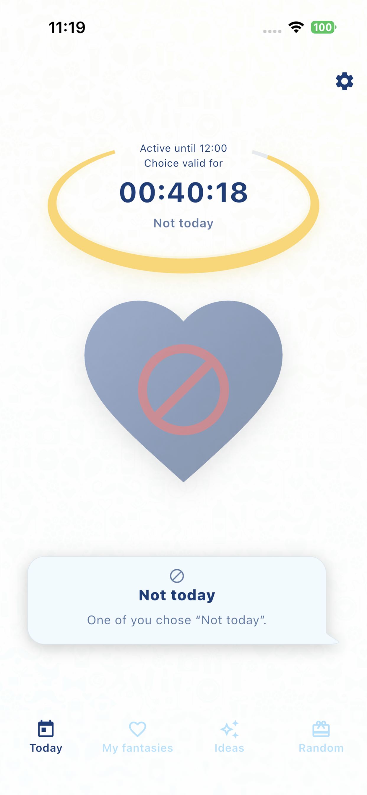 Not today status screen preview